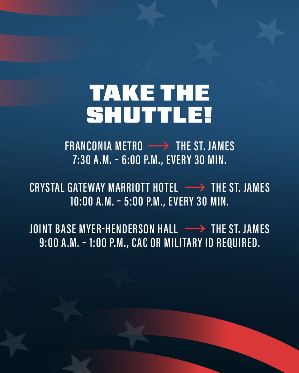 armytenmiler_'s tweet photo. Kick off the Army Ten-Miler at the Expo! 🏃🏽‍♀️ Take a shuttle, pick up your race packet and bib, grab your T-shirt, and check out 80+ vendors ready to help you get race-day ready. Swipe through for details and then click here to learn more: https://t.co/l7FW5iwMMM https://t.co/TsoNjhJyIb