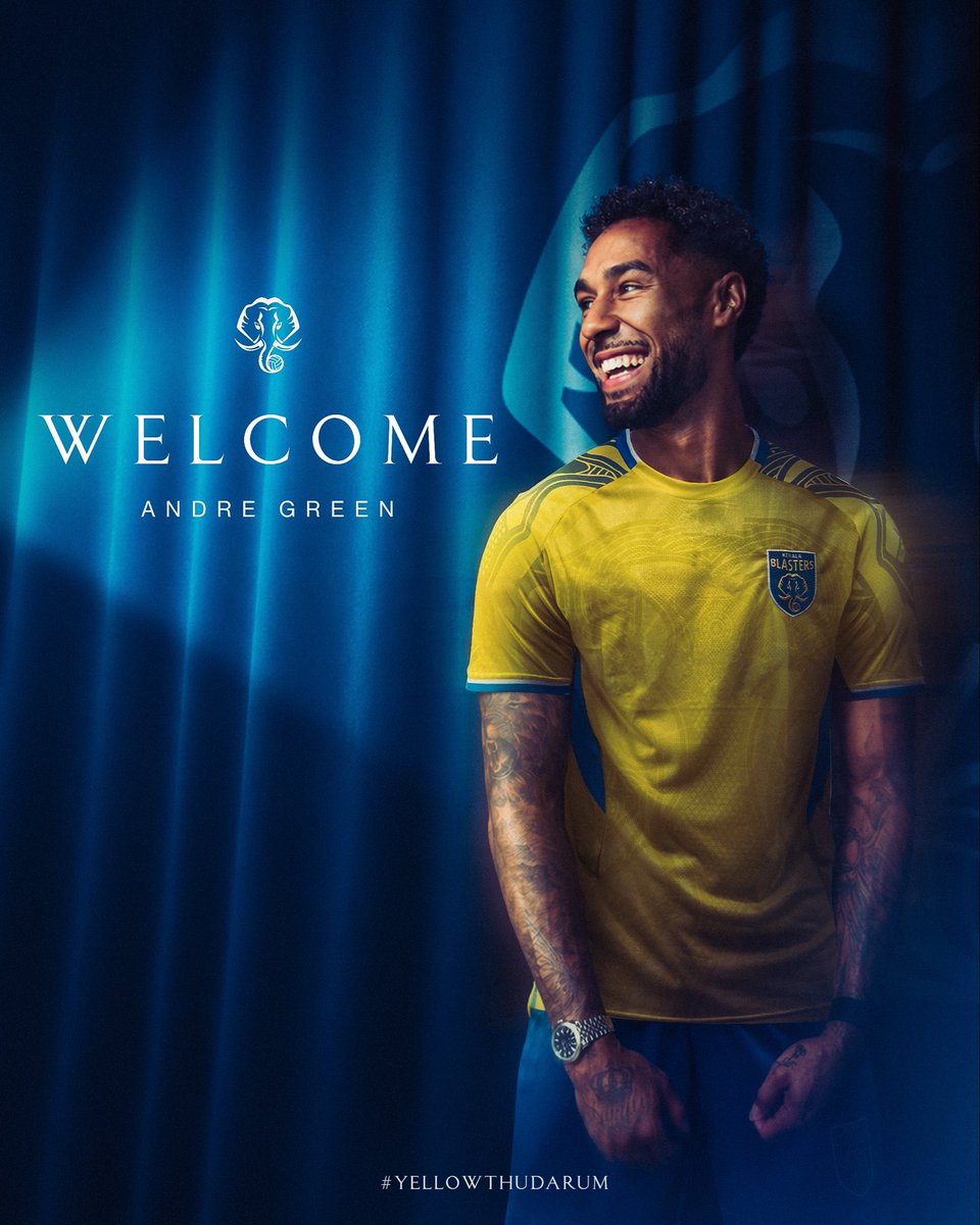 KeralaBlasters's tweet photo. Green is Yellow Now 💛

Kerala Blasters FC can confirm the signing of Andre Green, who will remain with the club until the end of the 2026-27 season.

#KBFC #KeralaBlasters #YennumYellow #YellowThudarum https://t.co/RA1ZOPZPCP