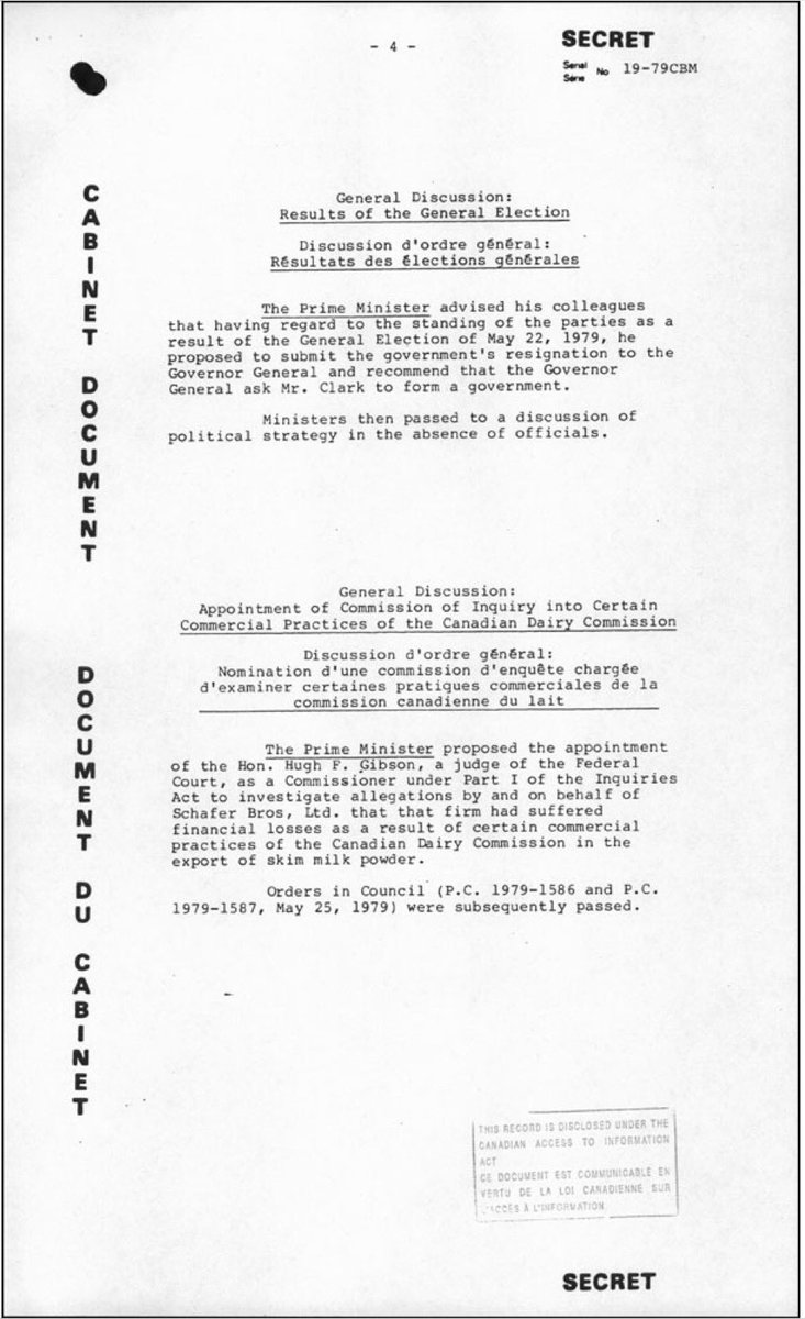 tylermeredith's tweet photo. At some point in the next few days @CFrechette will convene an outgoing cabinet meeting before the PQ takes over.

Here’s how Pierre Trudeau addressed the issue of his defeat two days earlier in 1979.
#cdnpoli https://t.co/ZN4CZjVLQV