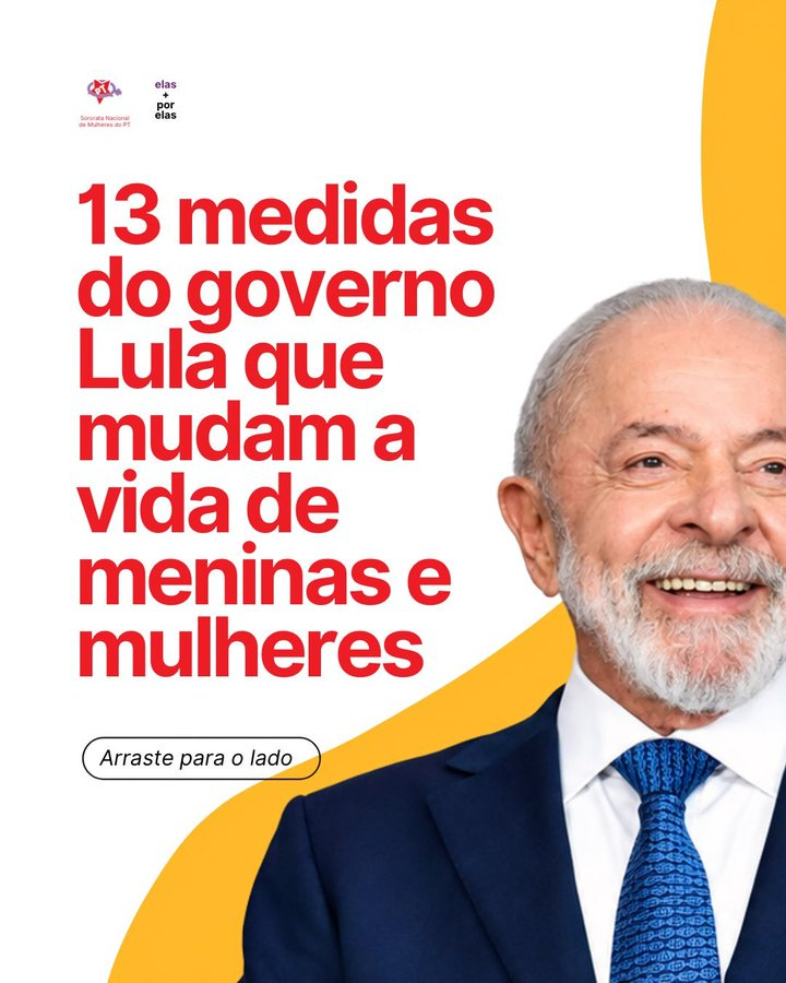 itsjeonjm's tweet photo. 🚨 13 MEDIDAS do governo LULA que MUDAM a vida de MENINAS e MULHERES.

RT para chegar em mais pessoas.

SEGUNDO TURNO É LULA ⭐️

#ARMYScomLula
#FandomsComLula
#ViraVoto 
ARMYS COM LULA