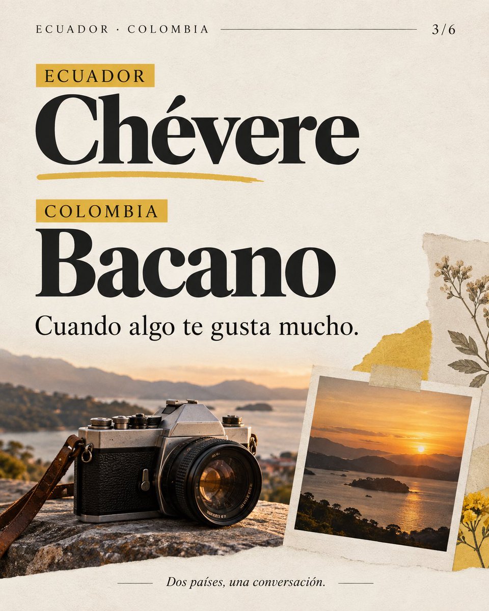 EmbajadaEcuCOL's tweet photo. Dos países, una conversación.

Pana o parcero, chévere o bacano: las palabras también nos acercan.

¿Qué expresión ecuatoriana o colombiana sumarías a este pequeño diccionario? 👇 https://t.co/xdmXk8vsDp