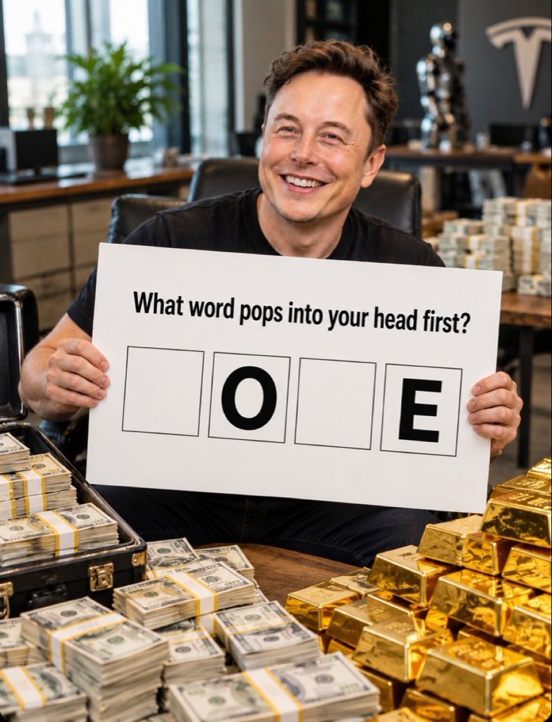 ParodyElonvwpb's tweet photo. Brain Test! _ O _ E — Solve it in 7 minutes for a $12,000 prize! 99% will fail. 

Can you beat the odds? 🔥 https://t.co/wvGq5ymiIY