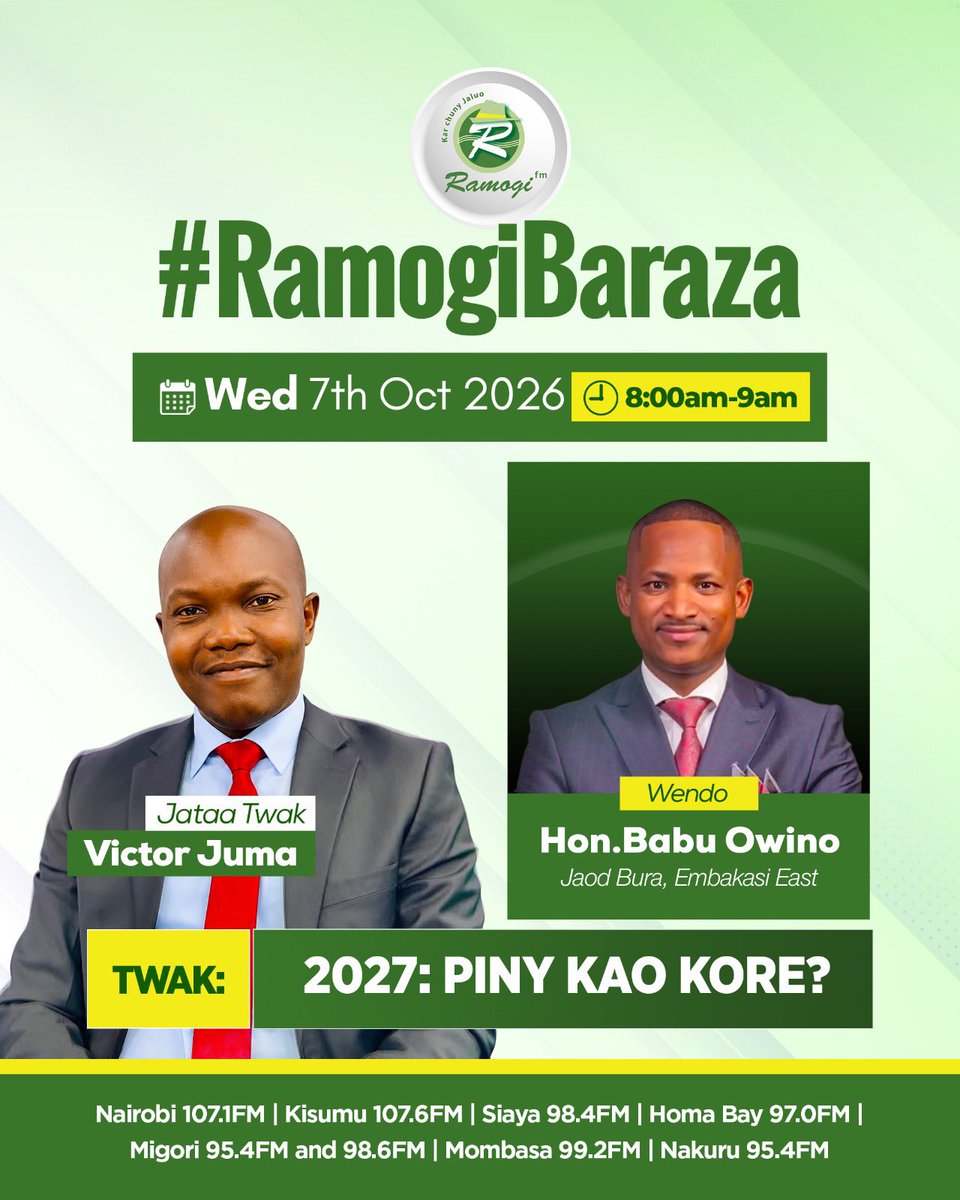 HEBabuOwino's tweet photo. Tomorrow on Radio Ramogi. Stay tuned from 7.30am https://t.co/E1sp8JKeTI