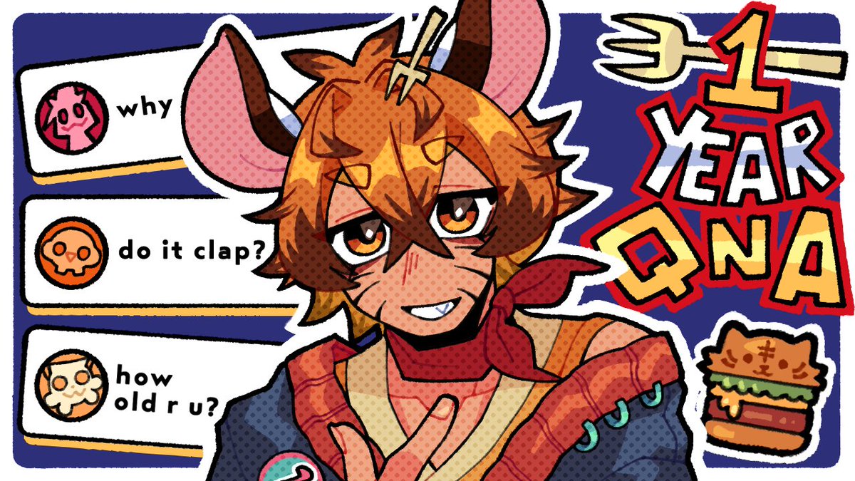 taehoongieVT's tweet photo. Ever wanted to ask a tiger fast food mascot questions? No? Well, now you do! From VTubing tips to relationship advice, I'm open to taking your orders of curiosity. 🐯

Questions will be answered on stream sometime this weekend. Be respectful, for they will be moderated and selected carefully!

Send them below or using the Marshmallow page! ⤵️