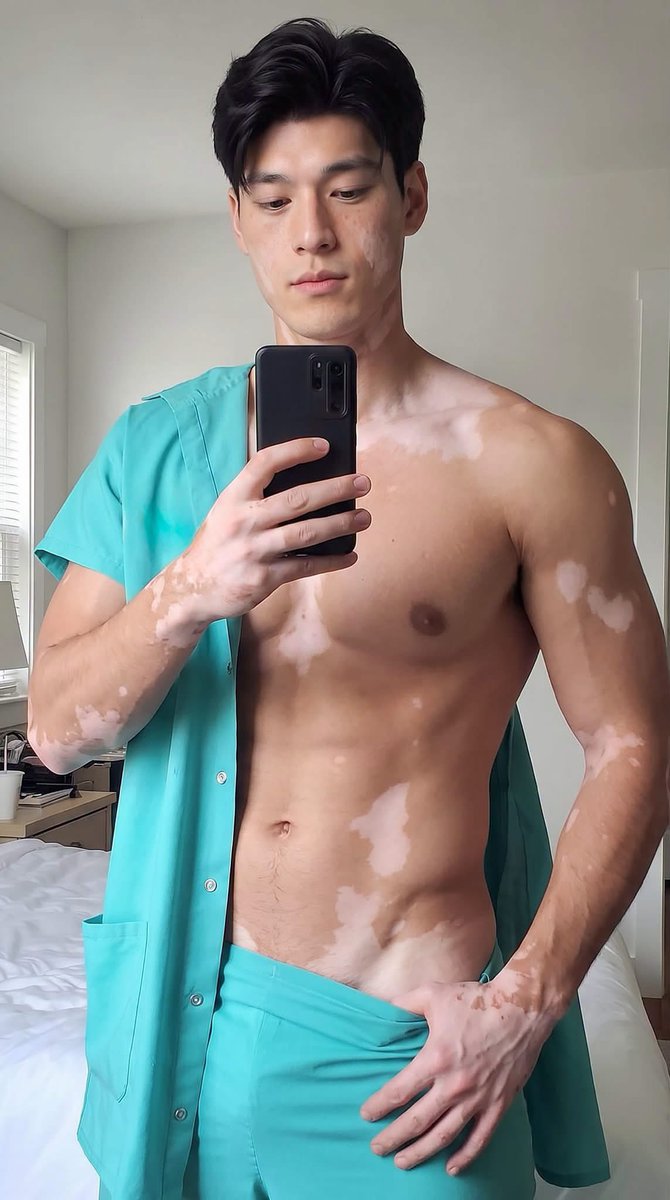 RusselTronco's tweet photo. Your vitiligo boy is getting ready for work. 🩺💚 Bringing a little confidence to every shift. https://t.co/LyasVvWYTs