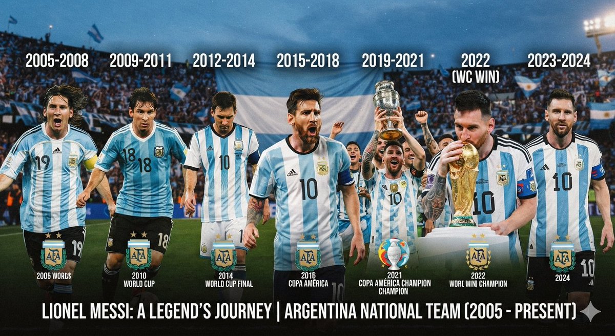 _Kharleeq's tweet photo. The tiktok edits  I've been seeing about messi's national team retirement mehnn...😪😪
We grew up with him. 
We cried with him. 
We finally lifted the World Cup with him
Tonight, he plays in the Albiceleste jersey one last time and it feels like a piece of us is leaving with him. 
Gracias, Leo. 
We’ll never be ready