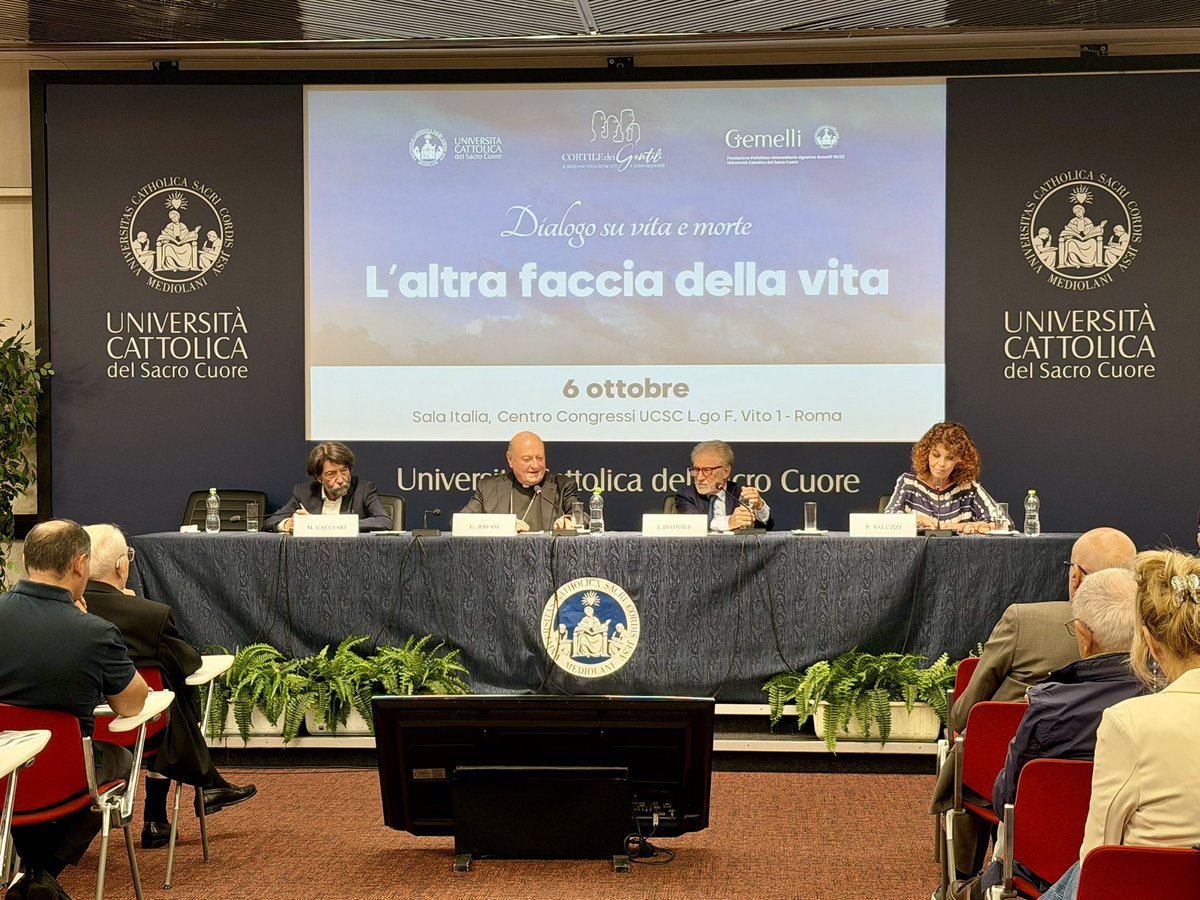 CardRavasi's tweet photo. “L’altra faccia della vita”, la morte, è quella che forse più ci interroga. Questa sera, con il Prof. Ivano Dionigi e il Prof. Massimo Cacciari all’@Unicatt - Gemelli, un dialogo tra filosofia, letteratura, spiritualità e poesia, per riflettere insieme sul mistero dell’esistenza. https://t.co/oqeye2nbCD