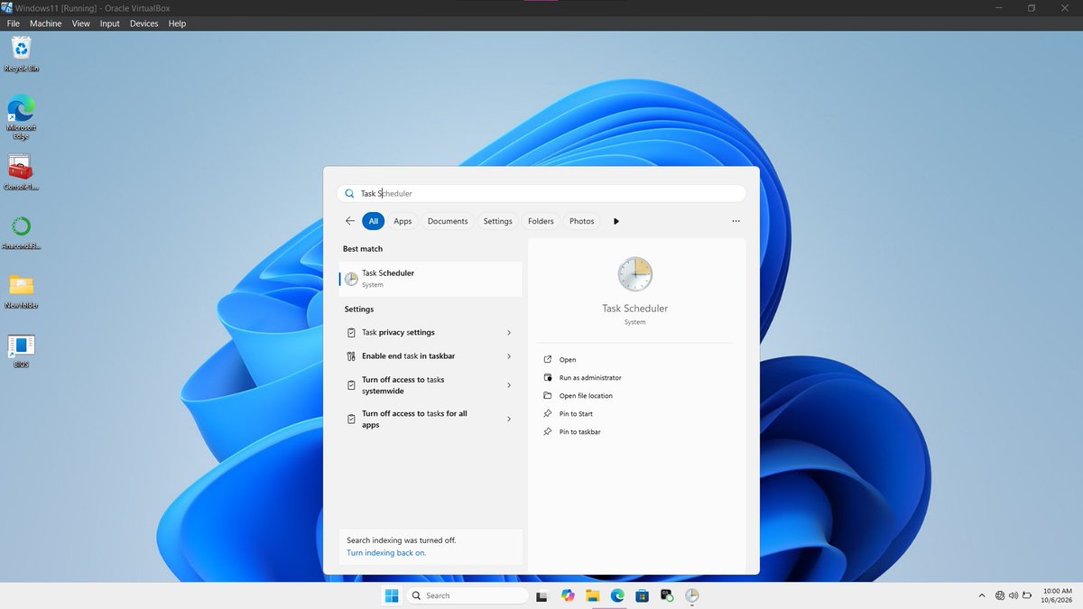 Franklein_24's tweet photo. Today, I learned something new about the Windows operating system: Task Scheduler. 💻

As I continue exploring Windows OS, I came across Task Scheduler, a built-in Windows feature that allows users to schedule tasks to run automatically based on specific conditions or triggers. https://t.co/rsD0PS4EjP