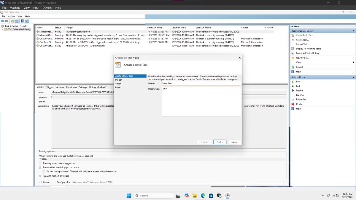 Franklein_24's tweet photo. Today, I learned something new about the Windows operating system: Task Scheduler. 💻

As I continue exploring Windows OS, I came across Task Scheduler, a built-in Windows feature that allows users to schedule tasks to run automatically based on specific conditions or triggers. https://t.co/rsD0PS4EjP