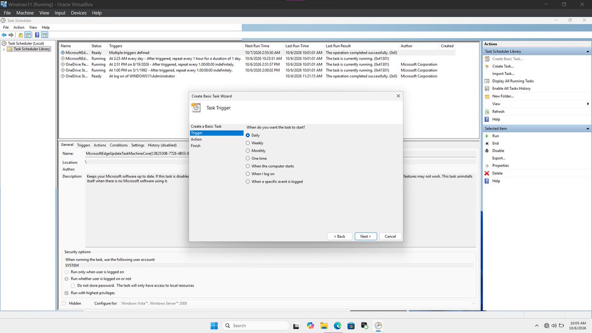 Franklein_24's tweet photo. Today, I learned something new about the Windows operating system: Task Scheduler. 💻

As I continue exploring Windows OS, I came across Task Scheduler, a built-in Windows feature that allows users to schedule tasks to run automatically based on specific conditions or triggers. https://t.co/rsD0PS4EjP