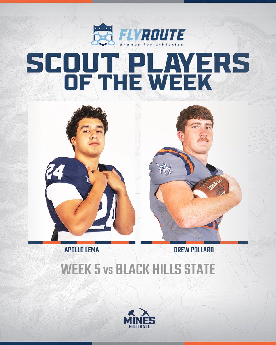 MinesFootball's tweet photo. Our @FlyRouteDrones Scouts of the Week!

#HelluvaEngineer⚒ https://t.co/pkGufFMOG3