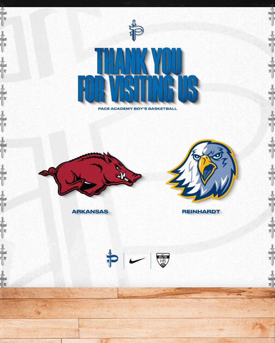 Pace_Hoops's tweet photo. Thank you to the coaching staffs from Arkansas and Reinhardt for stopping by Pace Academy Boys Basketball workouts.

We appreciate the time, the relationships, and the opportunity for our players to be evaluated by programs at the next level. https://t.co/oGupXphUWX