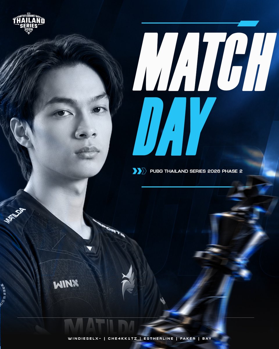 matildaesport's tweet photo. 🔥 MATCH DAY 5 — MTD.PUBG 🔥

เข้าสู่วันที่ 5 ของการแข่งขันรอบ GRAND FINALS
PUBG Thailand Series 2026 Phase 2 🏆

สถานการณ์ยังน่าเป็นห่วง แต่ พวกเราจะใส่สุดทุกเกมจนถึงเกมสุดท้าย 💙
ONE LAST FIGHT. GIVE IT EVERYTHING. ⚡

#MATILDAESPORT #MTDPUBG #PTS2026 #PUBGEsports https://t.co/Bu8EZl6VMO
