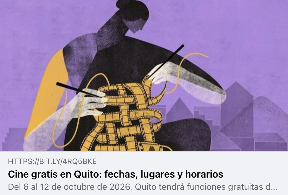FLACSOec's tweet photo. 🎬✨ Sala Sur de FLACSO es parte de la programación de Lúmina, muestra internacional de cine que llega a Quito con funciones gratuitas del 6 al 12 de octubre. La propuesta incluye películas y documentales en distintos espacios de la ciudad.

Diario @lahoraecuador recoge la programación, fechas y horarios en la siguiente nota: https://t.co/ByfdZ2fJzN