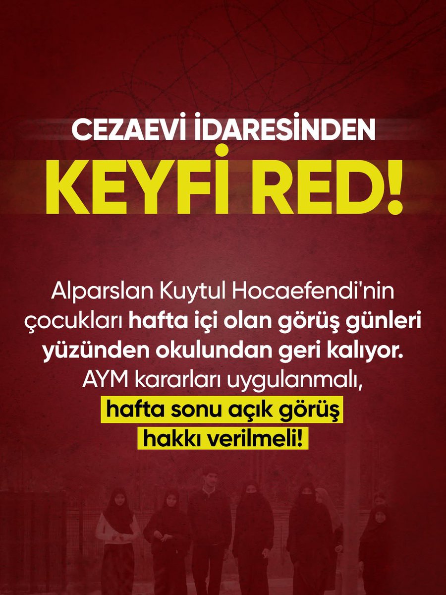 fh6701's tweet photo. 4 ÇOCUĞUN HAKKI GASP EDiLiyOR!
Hafta içi görüşler çocukları okulundan
ederken, hafta sonu görüş talepleri de reddediliyor.
AYM kararları neden uygulanmıyor?

Çocukların suçu ne?

#FurkanaSistematikZulüm
Cocuklar OkulundanOlmasın
AlparslanHoca CocuklarınaZulüm https://t.co/ADqkonvh3S