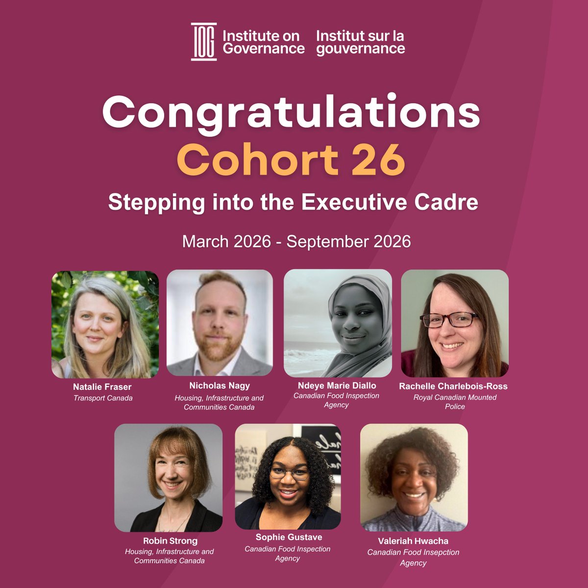 IOGca's tweet photo. Congratulations to Cohort 26! 

The Institute on Governance proudly celebrates the accomplishments of the newest graduates of the Stepping into the Executive Cadre (SIEC) program. https://t.co/kPjzdkh7zD