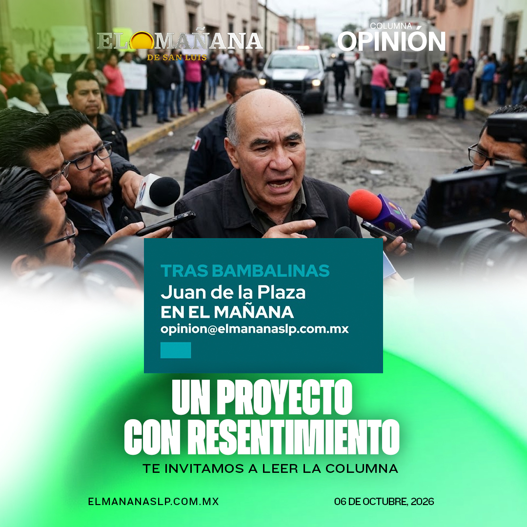 ElMananaSlp's tweet photo. ✍️ “UN PROYECTO CON RESENTIMIENTO” | NUEVA COLUMNA DE JUAN DE LA PLAZA
🗳️ ¿Puede una aspiración política construirse desde la confrontación?

En su nueva columna, Juan de la Plaza analiza el escenario que enfrenta Enrique Galindo después de hacer pública su intención de buscar la gubernatura y cuestiona el rumbo de su administración tras cinco años al frente de la capital.
El texto pone sobre la mesa pendientes como agua, seguridad, servicios y calles, además del cambio en el discurso político del alcalde y su creciente confrontación con el Gobierno del Estado.

👉 Léela completa: https://t.co/7l7PuQDJUF