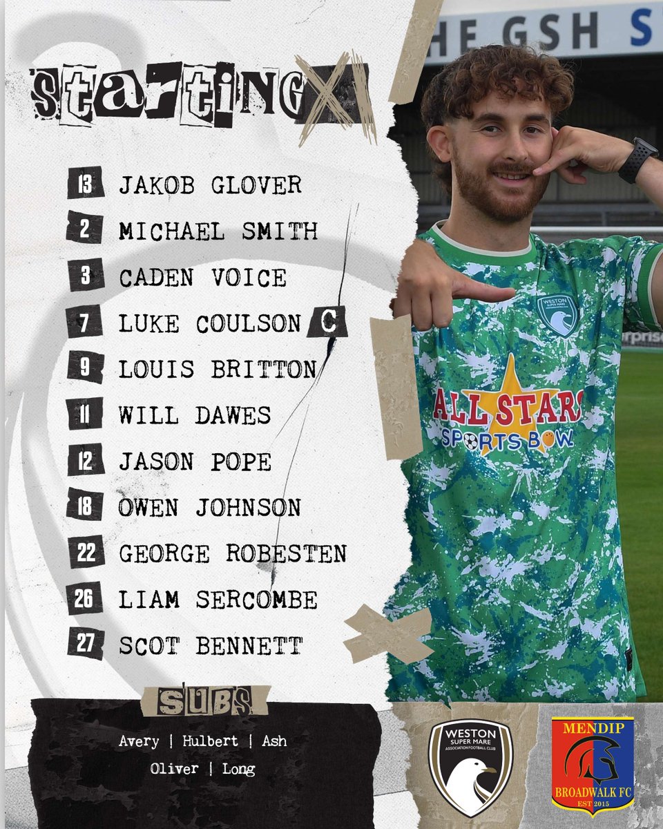 WSM_AFCOfficial's tweet photo. How the Seagulls line up for tonight's Francis Hillier Premier Cup match at home to Mendip Broadwalk 💪

🧤 Glover in between the sticks
💪 George & Coulson on the flanks
👊 Britton leads the line
🤝 Academy product Johnson starts, Josh Oliver named on the bench
©️ Coulson leads us out
