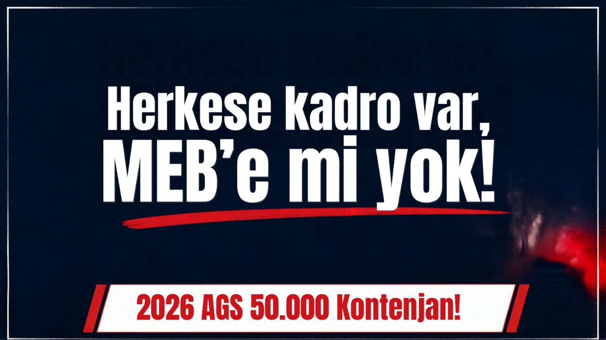 DYasin60's tweet photo. Tek bir okulumuzda tek bir dersin bile boş geçmesine devlet olarak izin verilmemeli, her çocuk öğretmenine acilen kavuşmalıdır. Çözüm için 2026 AGS ile adil branş dağılımlı 50 bin kontenjan istiyoruz. @RTErdogan @memetsimsek @ihatipoglu @aecantimur #MehmetŞimşekAGS50Bin https://t.co/CWyrc2jjZF