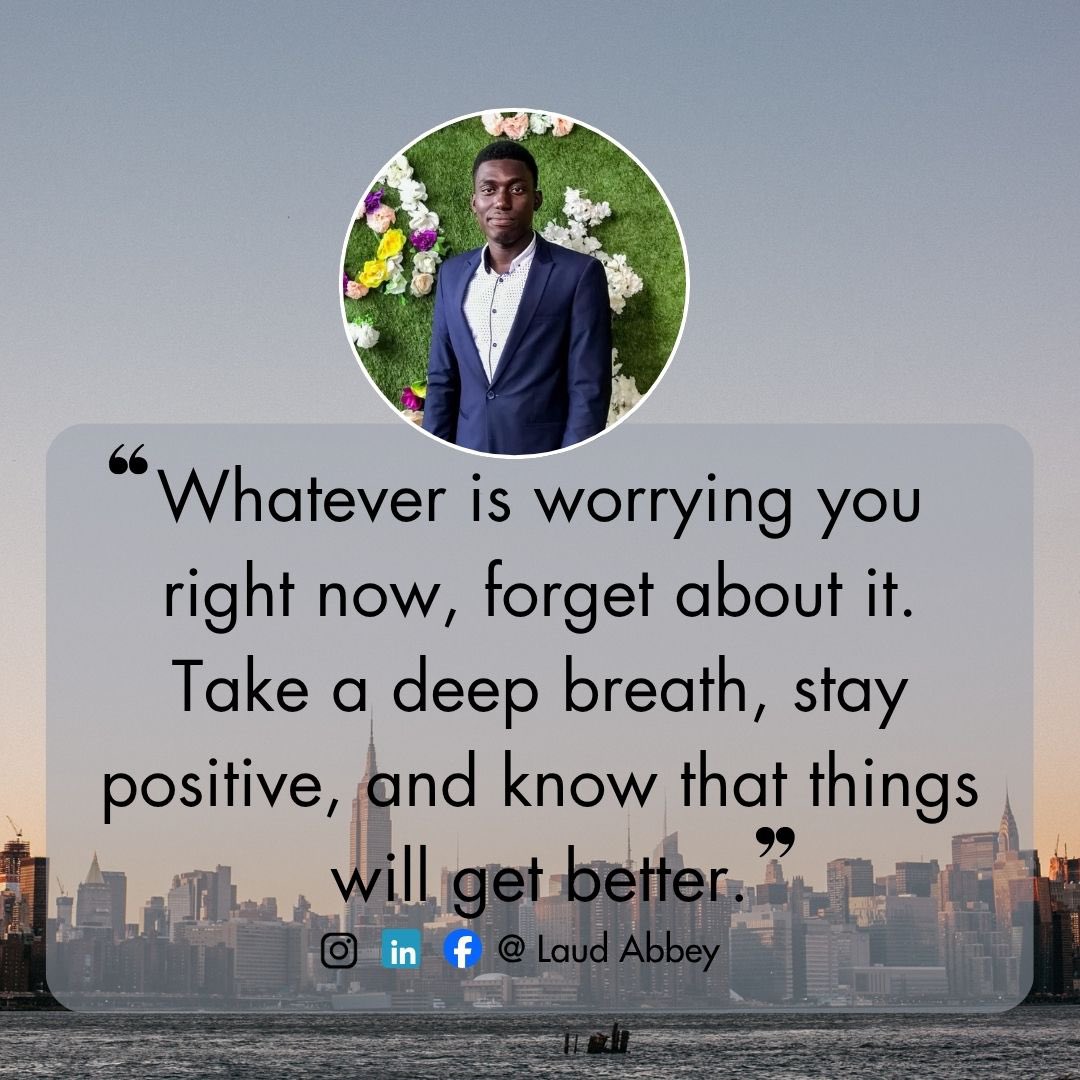 Mr_Banks_1's tweet photo. Whatever is worrying you right now, forget about it.
Take a deep breath, stay positive, and know that things will get better.
#depraizeqoutes
#inspirationdaily
#motivationalquotes
#messageofencouragement https://t.co/P8eAMw1vTM