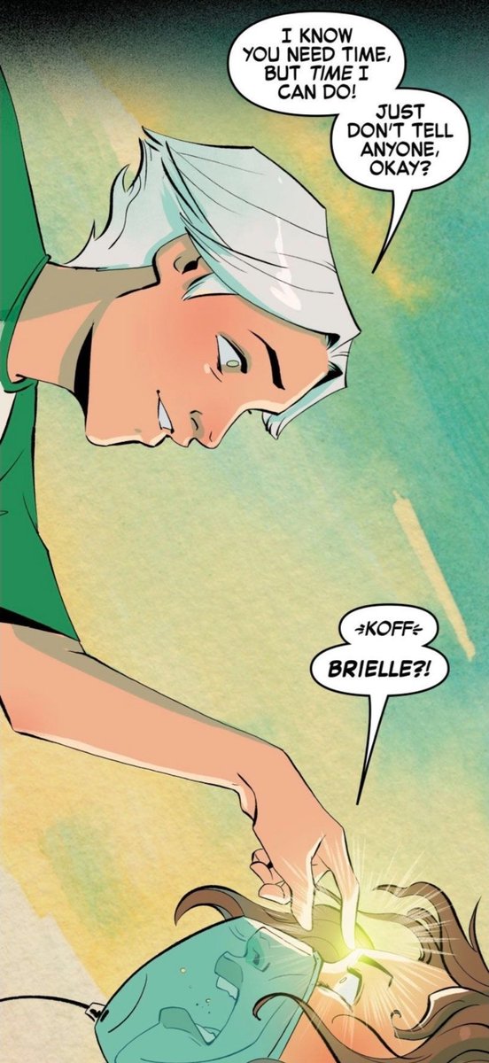 JacksonBrittsny's tweet photo. Wait. Forget everything else I was theorizing before.

Tommy isn't using Electrokenisis or Molecular acceleration or any of that.

#TommyMaximoff / #TommyShepard,  THE SHEPARD is a master of Time, just like how we saw Wanda/ ScarlettWitch controlling & Altering Time within her Hex in #WandaVision. 

He's reversing whatever injury Vision has by using his Time powers. Its the same yellow colored energy he has used in the comics.

Shhh...Don't tell anyone though.