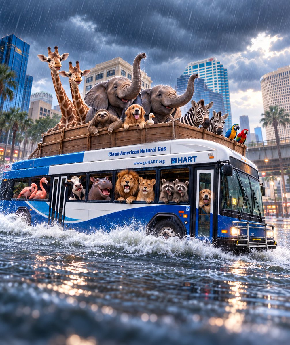 GoHART's tweet photo. Weather forecast is giving us Ark vibes. 😅🌧️

Heavy rain is expected this week, so plan ahead, allow a little extra travel time and stay weather aware.

We’ll handle the buses. You can leave the giraffes at home. 🚌🦒 https://t.co/q6wbtCwE1H