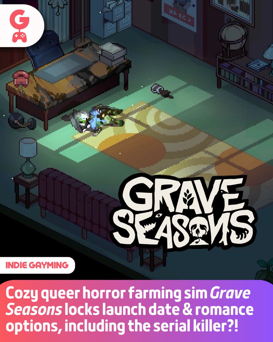 gaymingmag's tweet photo. Nothing tests a cozy romance like discovering your partner is the one leaving bodies behind the barn. 🧑‍🌾🩸

Why Grave Seasons is on 750k+ wishlists: https://t.co/wQd8R4AzZ1  📲 https://t.co/pTrc3CB3iE