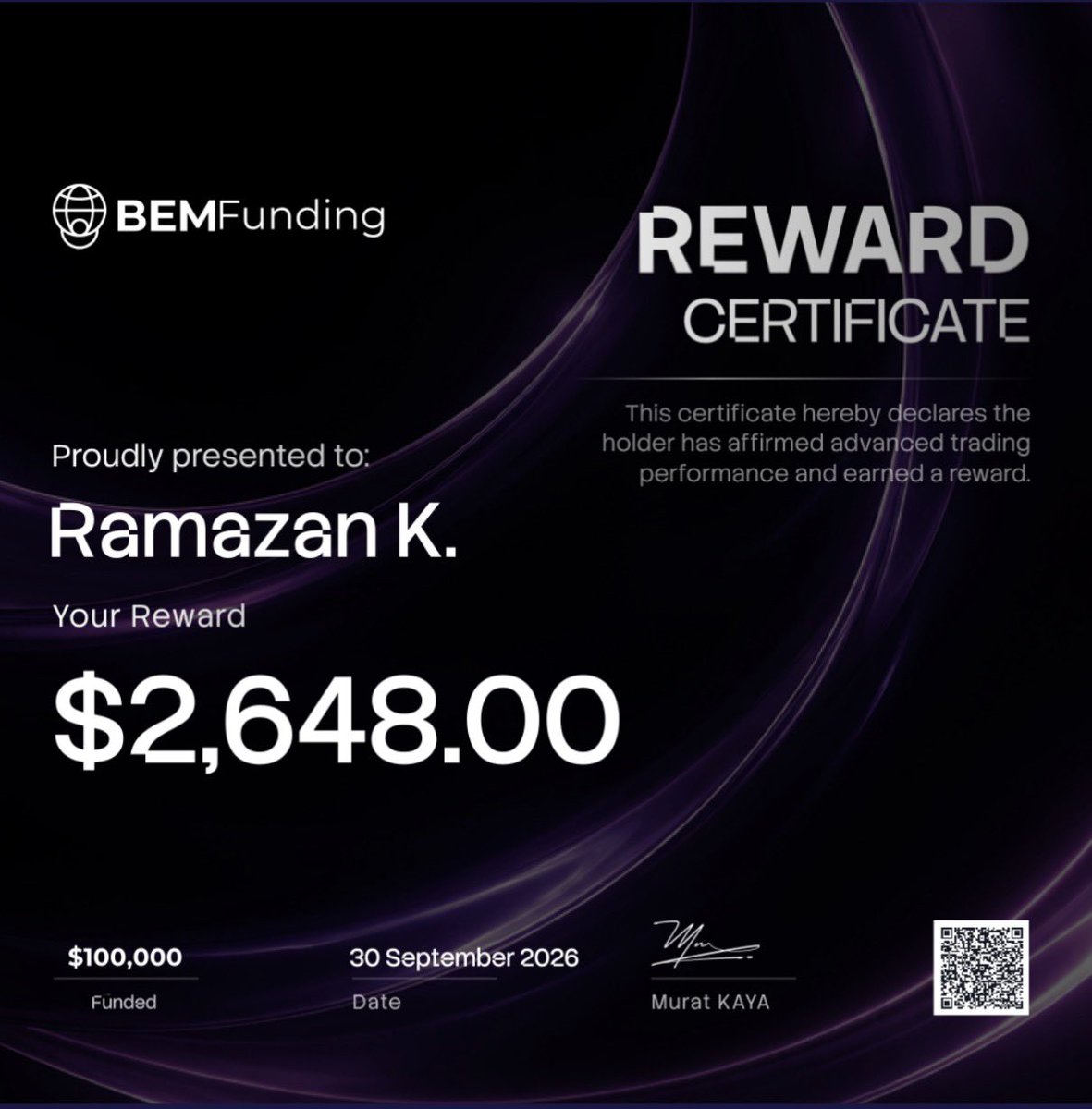 RamazanK3434's tweet photo. Thanks for the smooth payment. @BemFunding https://t.co/Vbg0sFJ8os