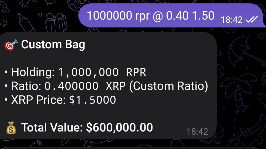 madmank79's tweet photo. Capital Revival Telegram bot Calculator is live!
Just drop an XRP price (e.g. 5) and it shows you what your #RPR, #ASC, #PLR, #BOX, #STX & #GRIM bags would be worth at that level.
https://t.co/PtJHHxi98I https://t.co/b9Wle4G7a7