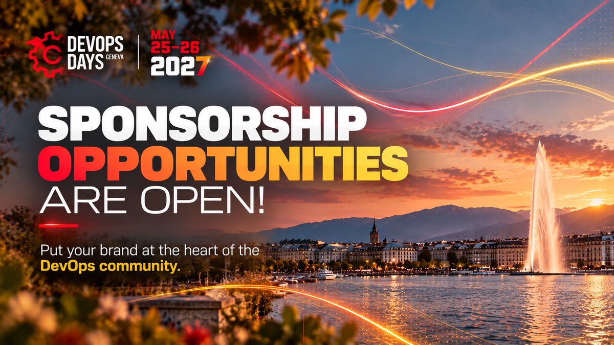 DevopsdaysGe's tweet photo. 🚀 Sponsorship opportunities are OPEN!

We’re excited to announce that sponsorship opportunities for DevOpsDays Geneva 2027 are open! 🎉

Whether you’re a startup, scale-up, technology provider, or established company, we’d love to have you on board

👉https://t.co/mDp5VEM9k3⁠￼ https://t.co/zQ3JDm75bo