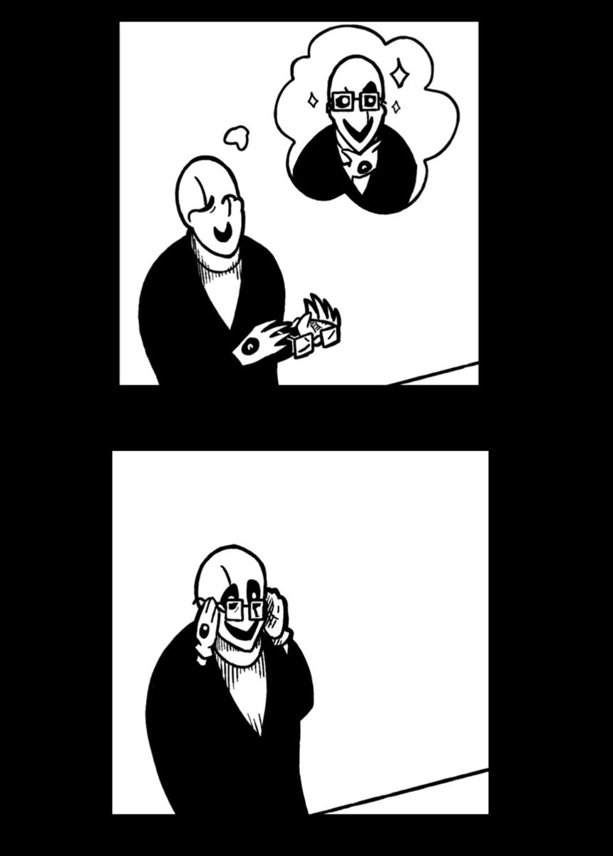 MushroomWarning's tweet photo. A favorite niche media of mine are the Wing Ding comics by FunctionCreep. It’s just Gaster going about his life and it’s so cuteee https://t.co/BQHzbgArMv