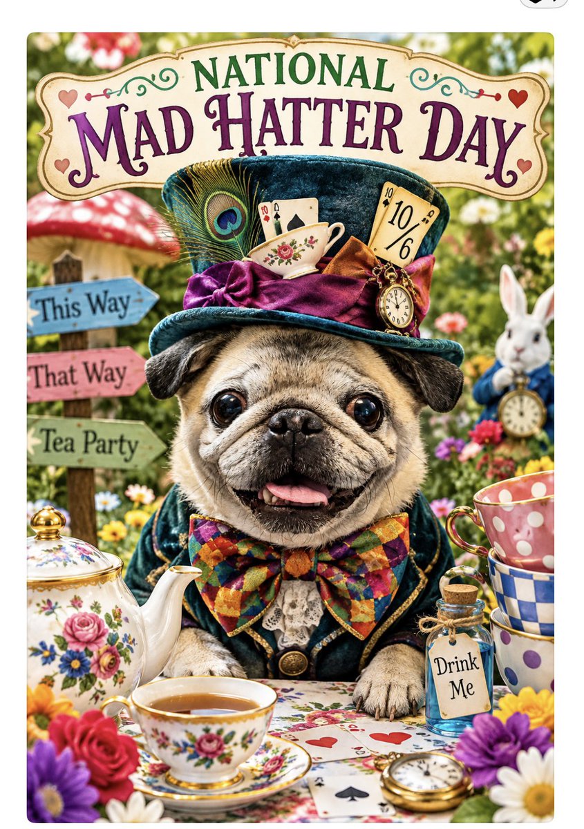 gingersnap599's tweet photo. Guess what day it is:
Happy #NationalMadHatterDay!!
🎩💜🎩💜 https://t.co/mmmJjvv5Ce