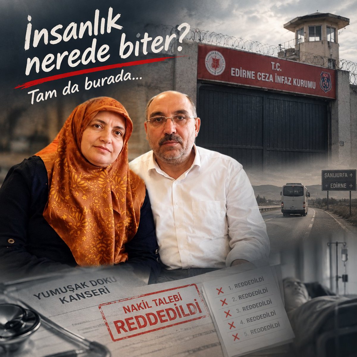 Sincancik_Bilgi's tweet photo. İnsanlık nerede biter?Tam da burada!👇

​Yumuşak doku kanseri İbrahim Halil Al 7 aydır Edirne Cezaevi'nde TEK BİR tedavi bile göremedi. Urfa’dan gelen ailesinin nakil talebi 5. kez reddedildi!
​27 saatlik yol ve tedavisiz geçen her gün... 

@cemre_birand2 

HalilAla SkandalRapor https://t.co/K3pFYJNZGK