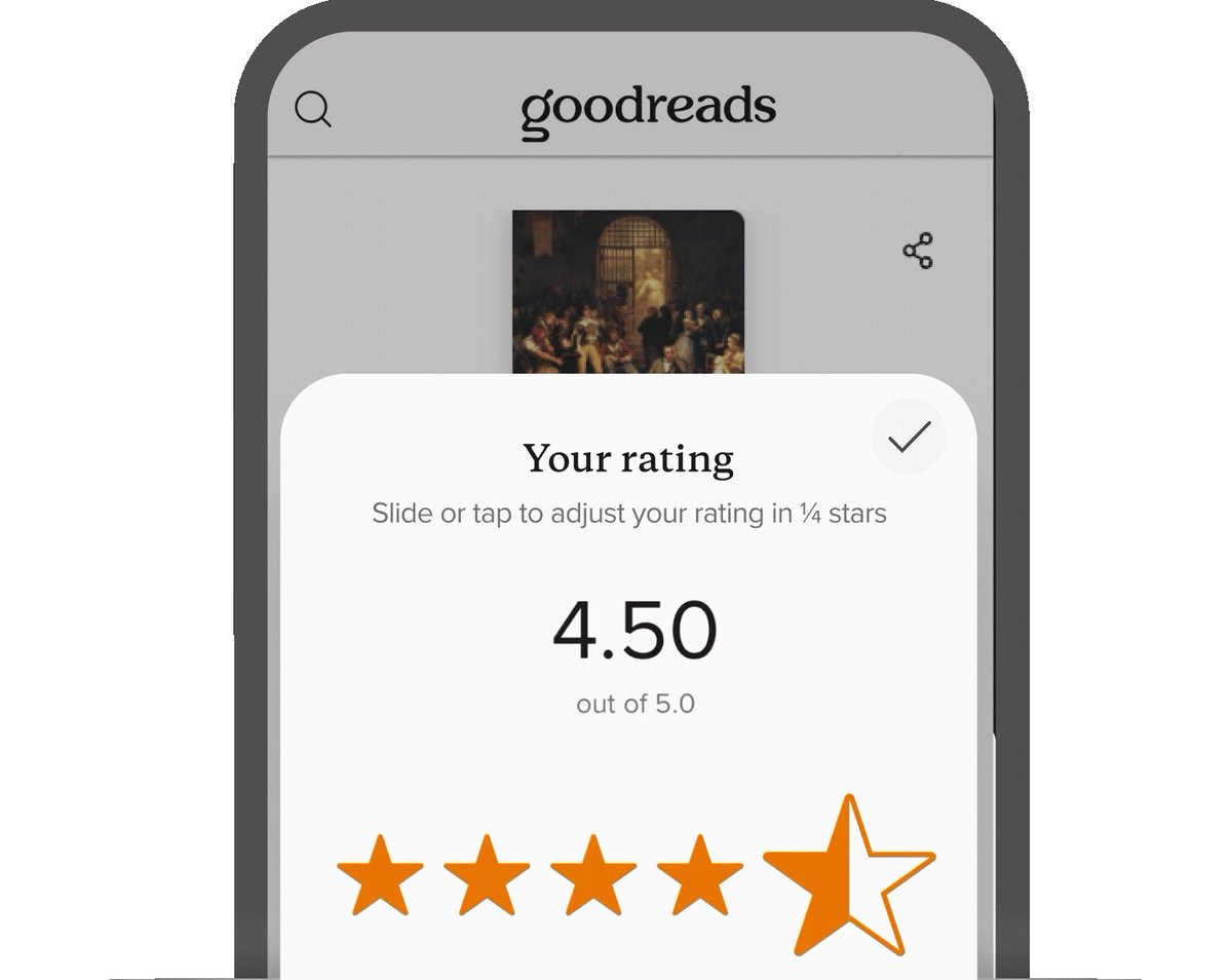 PopBase's tweet photo. Goodreads users will now be able to rate books with quarter and half stars. https://t.co/ubvIzuOdUM