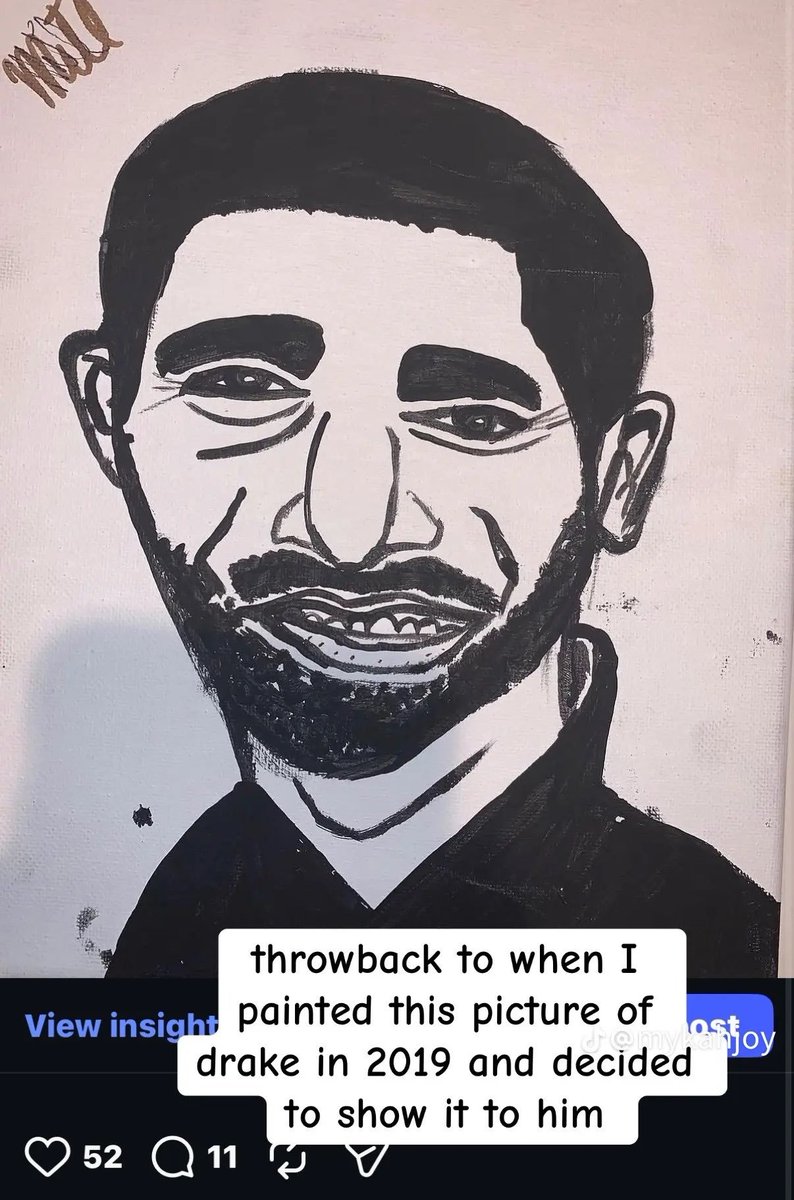 Complex's tweet photo. Fan shows Drake a picture she drew of him 😭 https://t.co/gPcNZAat0D