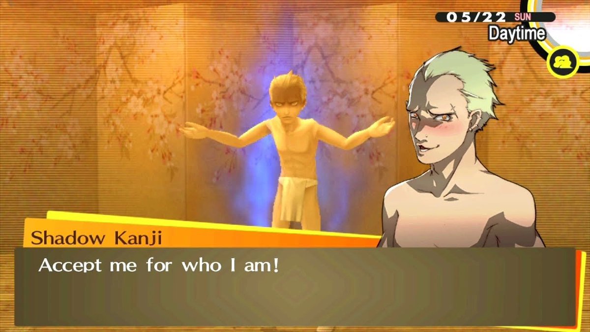 des0laX's tweet photo. @MeityPepe28 @ChieYukiz just saying, you had to play persona 4 with your eyes closed if your takeaway is “stupid dumb gay people keep putting gay shit in my game”, especially when the game is about accepting the parts of yourself that society frowns on https://t.co/P0PurKDa5e