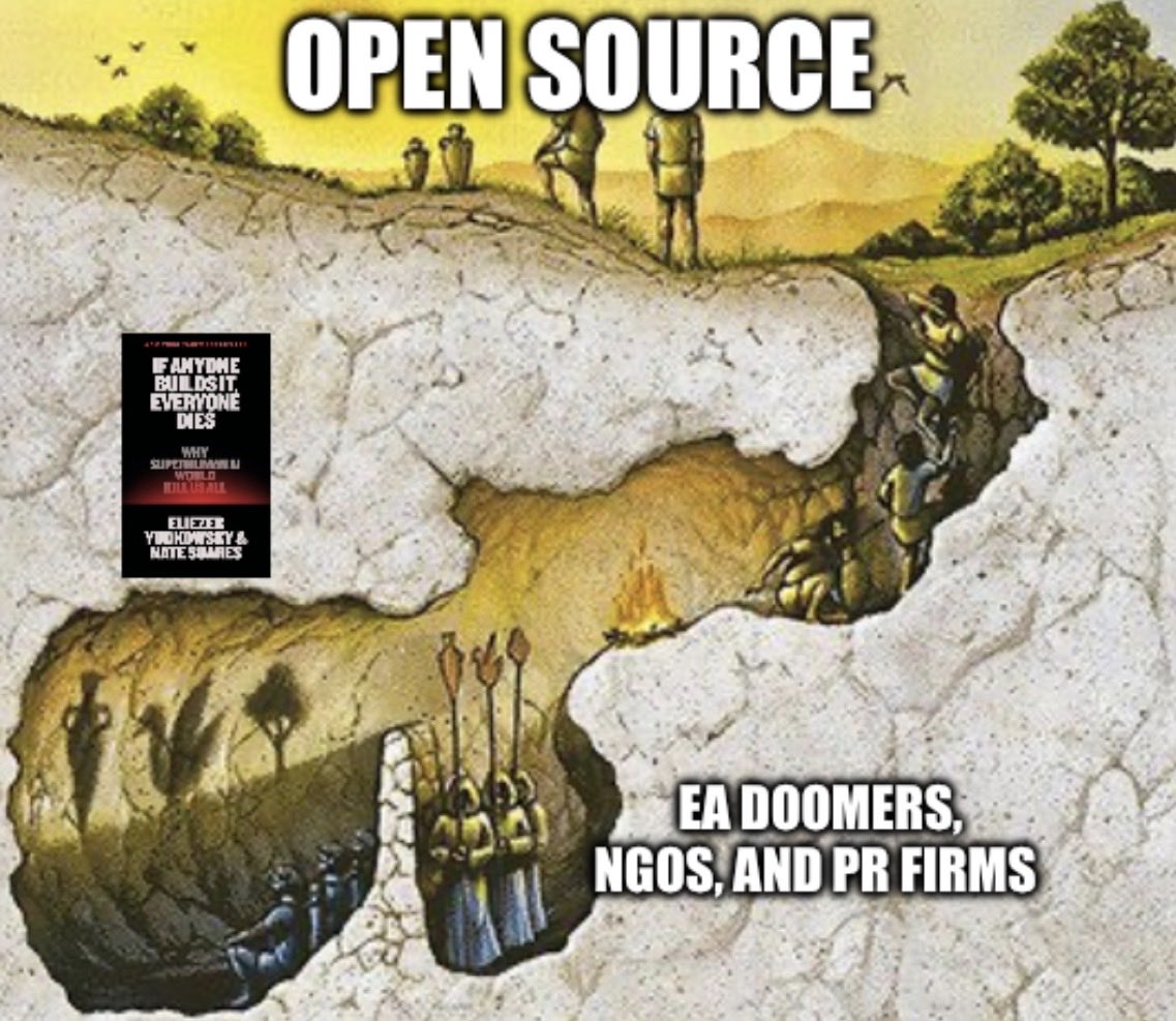 SamLyman33's tweet photo. 90% of what passes as “public discourse” in AI today is highly orchestrated shadow play by people and organizations whose sole priority is to keep you living in a constant state of fear.

BIG scoop by @dodgeblake of Pirate Wires here. https://t.co/O9sWPdaxMW