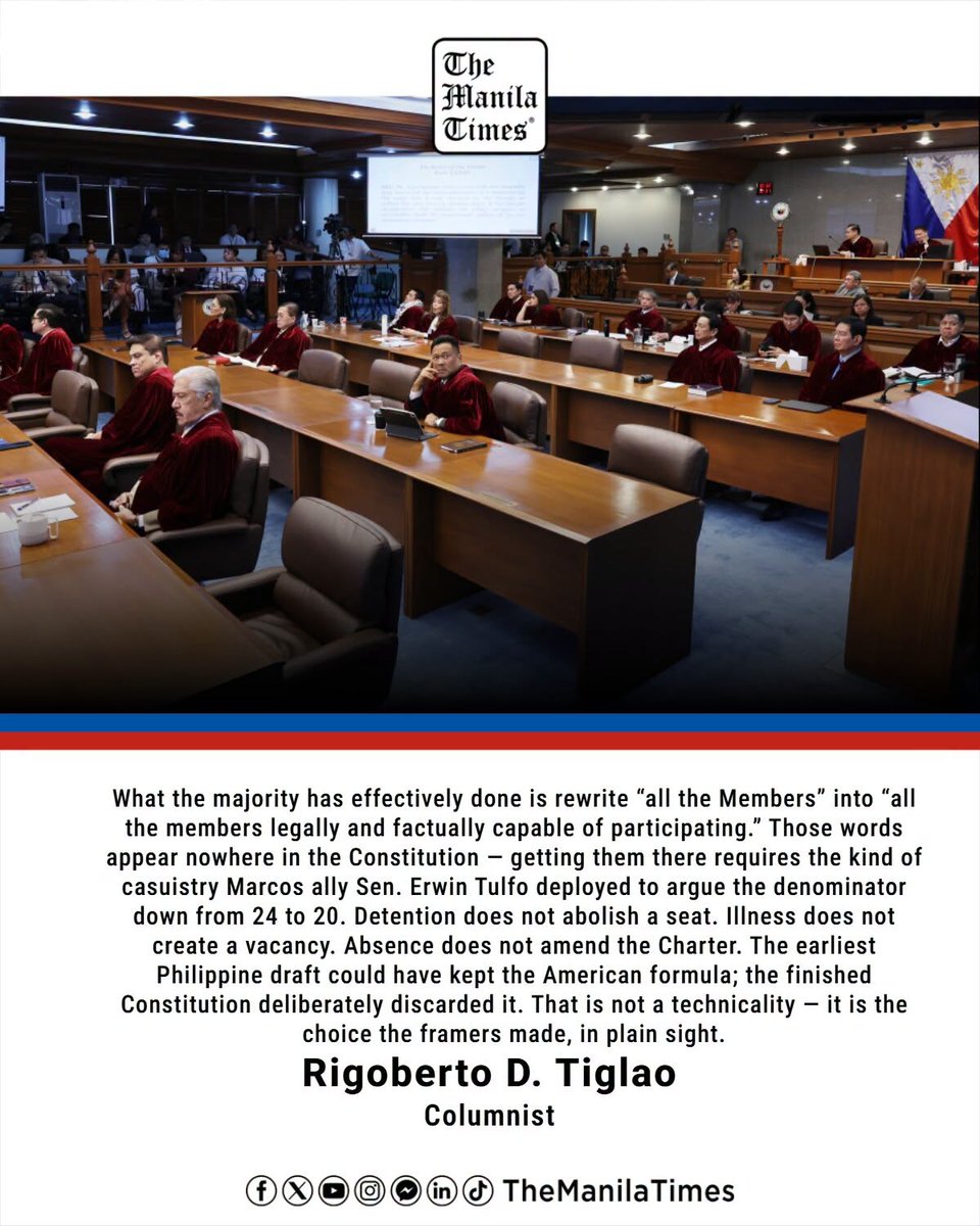 TheManilaTimes's tweet photo. WHILE Marcos’ minions in the Senate are ecstatic over having succeeded in reducing the number of votes required to convict Vice President Sara Duterte, this attack on the Constitution has only revealed the real nature of this impeachment court. Because Marcos’ supporters control the Senate, being the majority, they have made it not a court that is checking the alleged abuses of a high official but a kangaroo court to politically assassinate Marcos’ nemesis.

READ: https://t.co/pUt9JQFIX3