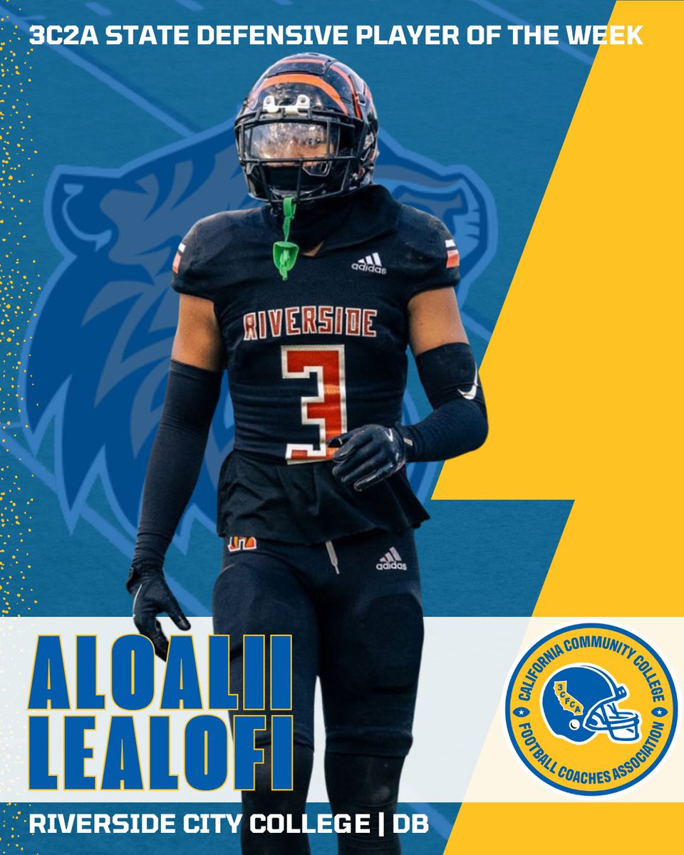 cccfca1's tweet photo. 3CFCA State Players of the Week for Week 4

Offense: Harlem Harris, WR, @FullColl_FB 
Defense: Aloalii Lealofi, DB, @RCCTigerFB 

More info at https://t.co/jP5BsunHMx | @scfafootball https://t.co/WMNljsMynl