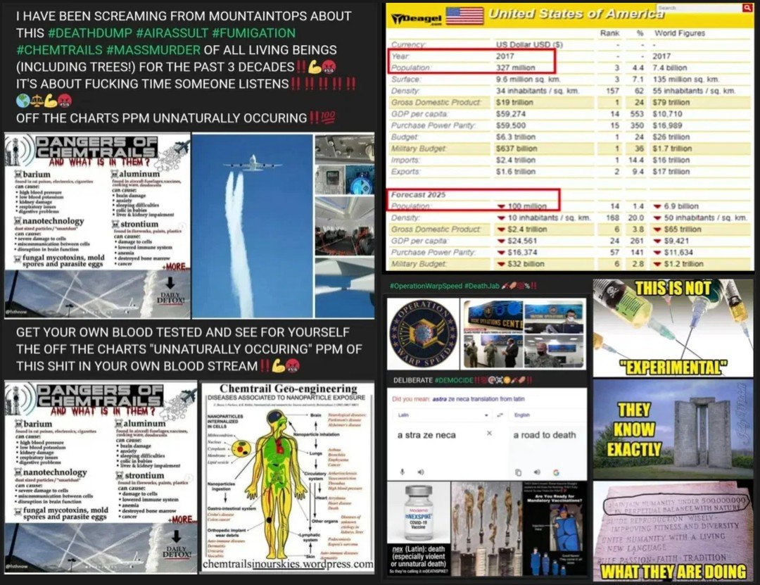 KimHoga79109202's tweet photo. CLEARLY THERE WAS NOT A BIG SHOWOUT OF GOOD LITTLE #SLAVES LINING UP FOR THEIR #BIGPHARMA #DEMOCIDEJABS, THEREFOR #THEY HAD TO STEP UP #THEIR #CHEMTRAIL #DEMOCIDE OPERATION TO THE MAX‼️
#THEY HAVE TO GET ENOUGH METALS IN THE POPULATION FOR THE #5G #MICROWAVE AGENDA TO WORK‼️
🖕🤪 https://t.co/OEADbQtiUk