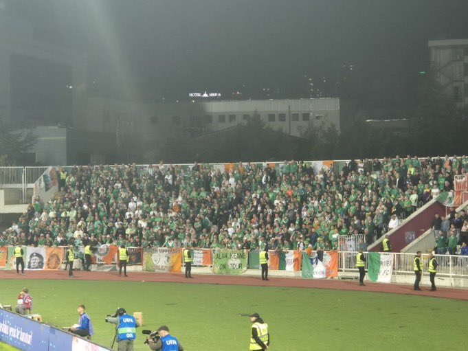kosovarfootball's tweet photo. To the Irish fans 🇮🇪 — forever grateful to your nation and the solidarity you showed Kosovo. 

Hope you enjoyed your time here. Safe travels, and see you in Dublin! 🇽🇰💚

#KOSIRL https://t.co/e3WC4SqnGV