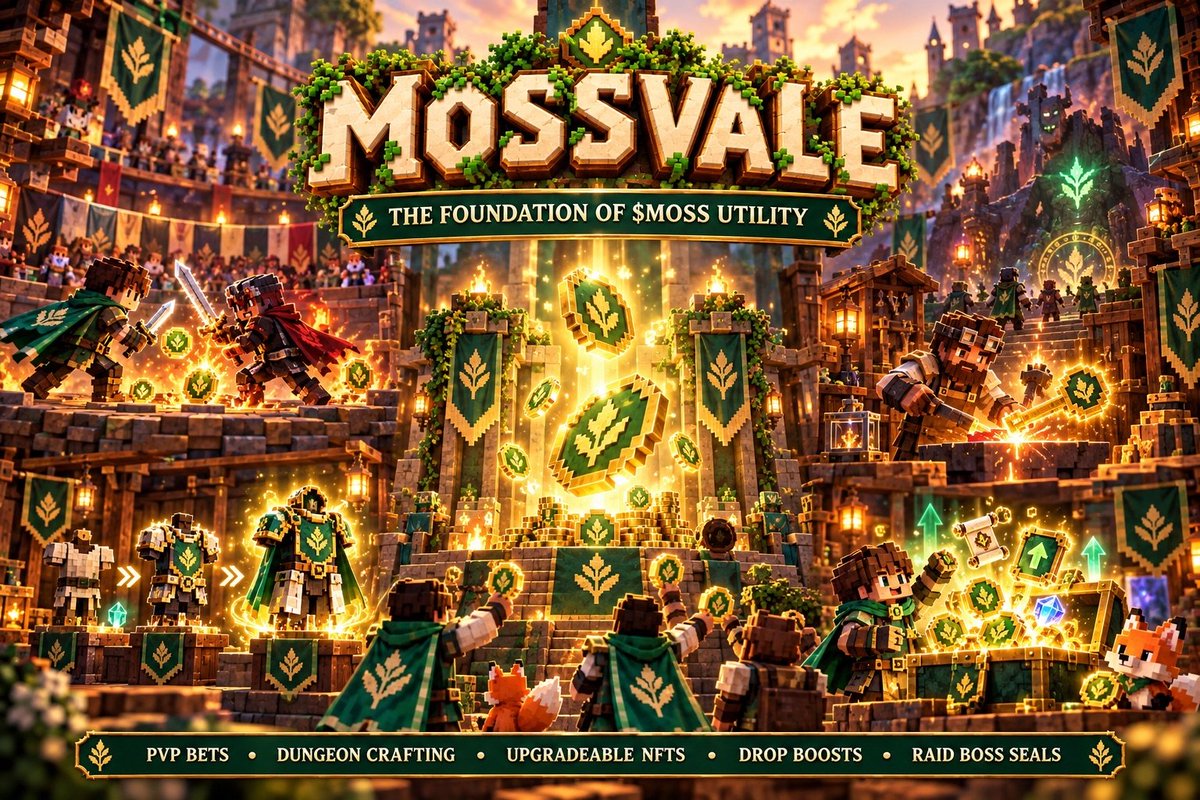 MossvaleMMO's tweet photo. THE NEXT PHASE OF $MOSS UTILITY  

The built-in wallet is only the first step. 

 This is still just the beta phase of Mossvale. New levels 60–99, the full quest system, more dungeons, monsters, higher ranks and deeper progression are all still coming. 

 At the same time, more $MOSS integrations are being built:

- MOSS Protection Rolls for higher-tier crafting and upgrades
- Upgradeable Classes / NFTs with individual progression levels
- Temporary Drop Boosts paid with $MOSS
- Raid Boss Seals with $MOSS entry and rewards
- Clan / Family $MOSS Vaults
- $MOSS PvP Tournament, with a tournament bracket and prizes for 1st, 2nd, and 3rd place.