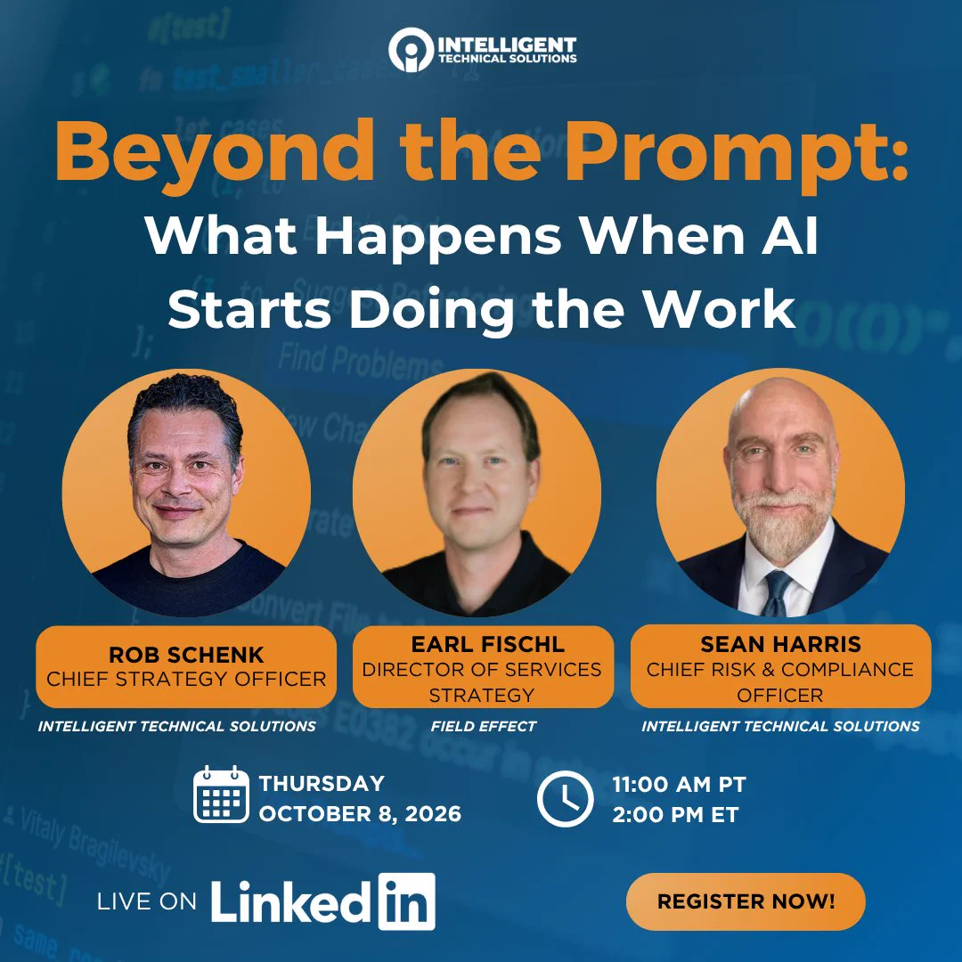 ITS and Field Effect experts discuss AI governance, cybersecurity, system access, and accountability in a live webinar.