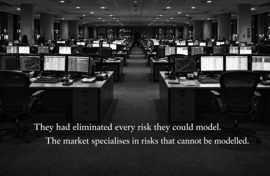 RichB118's tweet photo. THE GENIUS AND THE ABYSS

LTCM found real pricing gaps. Its models were sophisticated.

But being right about value is not the same as surviving the journey.

Article 5 of The Origins of Risk:

https://t.co/x31NWLobXb

#LTCM #Risk #Markets #TrendFollowing