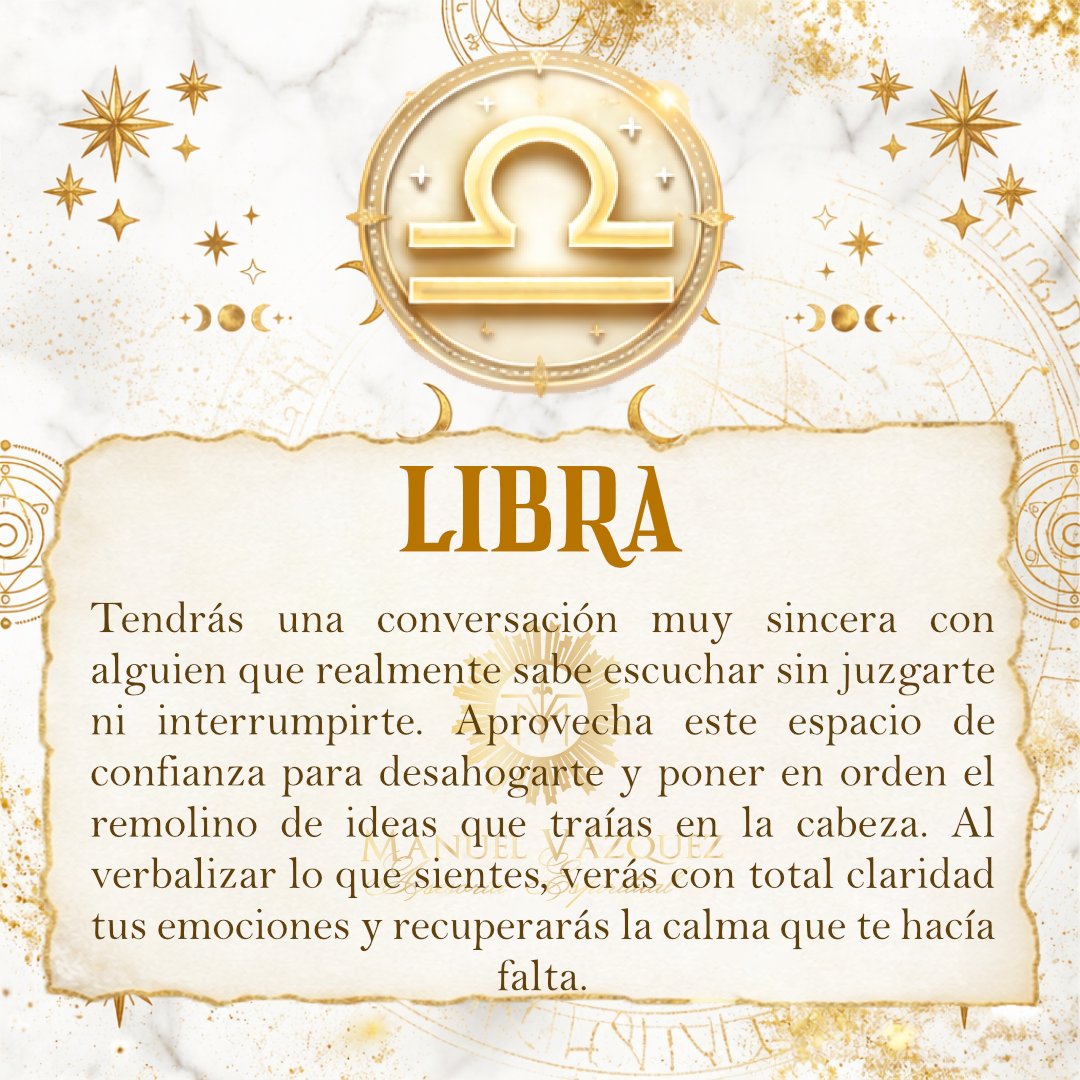 ManuelVazquez's tweet photo. Libra
Llegó el día de recordar que tu paz y tus metas son la prioridad absoluta, Libra. Está genial buscar la armonía con los demás, pero no a costa de postergar lo que a ti te importa. Toma decisiones que fortalezcan tu camino.
#Libra #HoroscopoLibra #EnergiaLibra #Zodiaco #Prioridades #AmorPropio #Astrologia #SignosDeAire