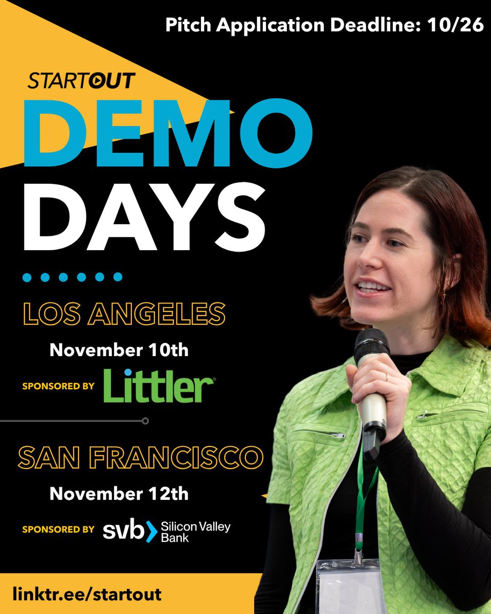 StartOut's tweet photo. 🦈 Want to live out your #SharkTank fantasies and win $5,000 for your innovative #startup? Apply to pitch in our 2026 #DemoDays by October 26th!

Learn more and apply at https://t.co/iIi0xC8RKT https://t.co/rbtHNtuKXH