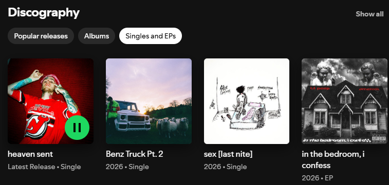 RileyTaugor's tweet photo. Lil Peep’s mom has released yet another Peep song on Spotify, making it the 12th released song on Spotify this year 🫡

Love to see it ❤️ https://t.co/yxFLQEVnt9