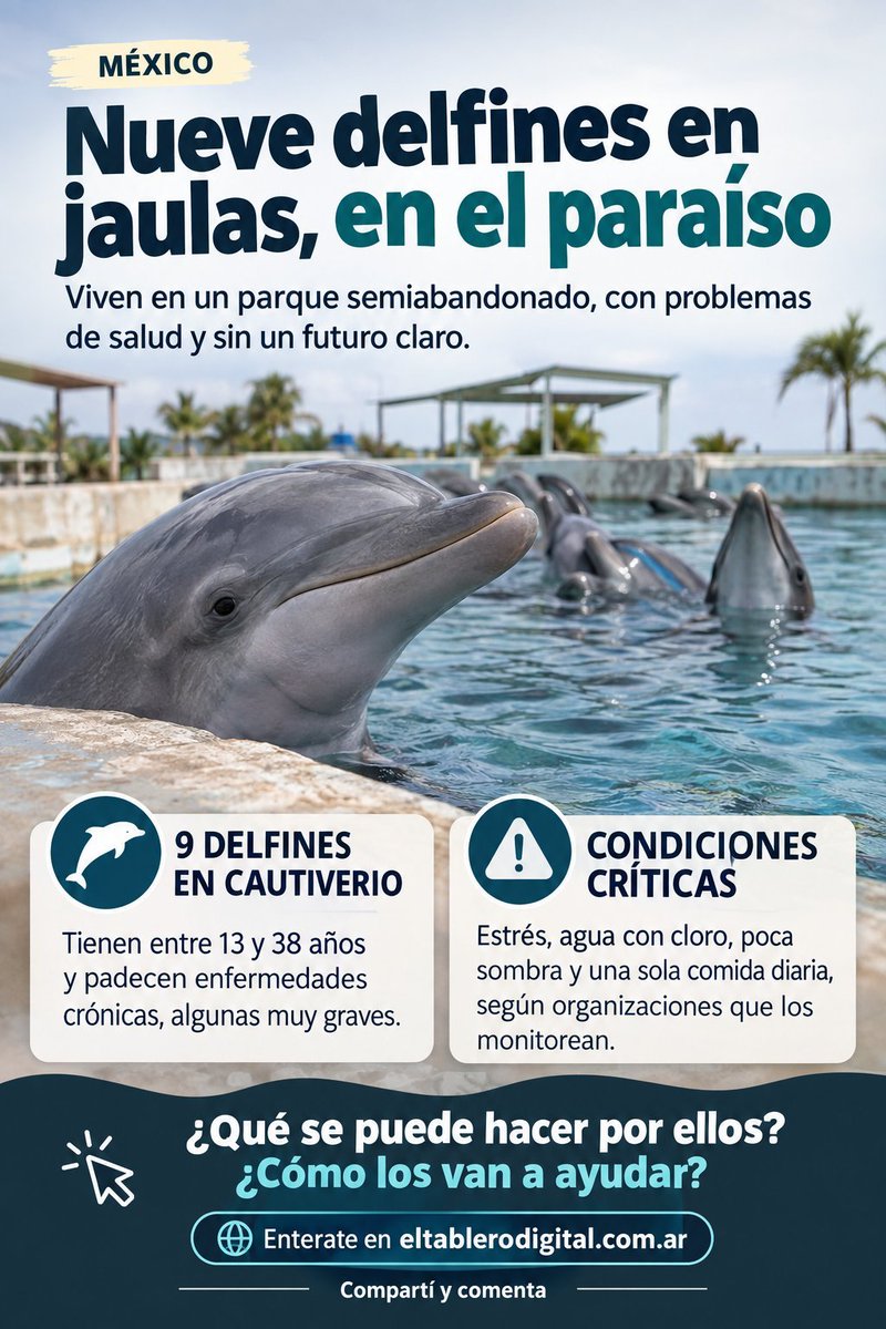 caracola7mares's tweet photo. 9 #Delfines "Nariz de Botella" llevan mas de medio año sin salir de un recinto clausurado!
#Delfinario operado por #DolphinDiscovery en #Cancún dentro de #VenturaPark
@SEMARNAT_mx
@PROFEPA_Mx
@CITES
@PETA_Latino
@peta
@greenpeacemx
@Greenpeace
#EmptyTheTanks
#CaptivityKills https://t.co/eYAX41itj7