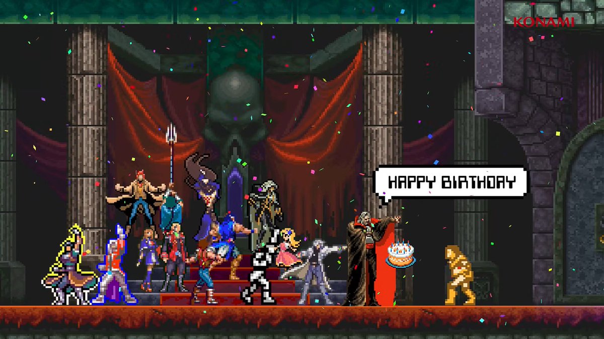 CMetroidvania's tweet photo. Estamos a 2 días para que Castlevania cumpla su 40 aniversario, y KONAMI ya empezó a calentar motores lanzando un pequeño video que hace homenaje a toda su trayectoria.

¿Será que nos están teaseando la recopilación 3D al mostrar Curse of Darkness y Lament of Innocence de fondo? https://t.co/61bq0JKRuU