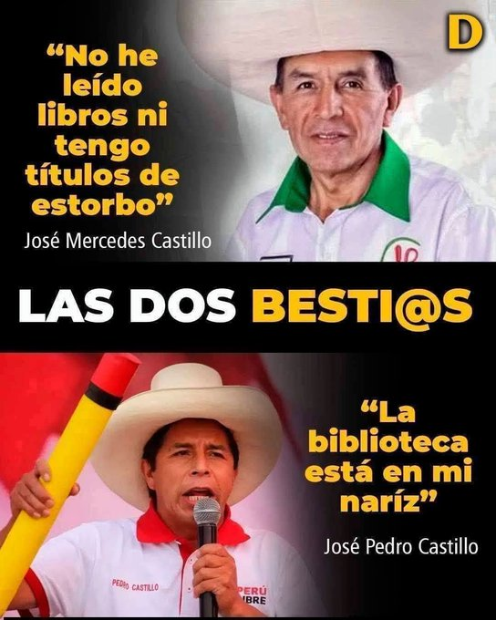 RudoffPeru's tweet photo. A Amazonas, Ancash, Apurimac, Arequipa, Ayacucho, Cajamarca, Cusco, Huancavelica, Huánuco, Junín, Madre de Dios, Moquegua, Pasco, Puno, San Martín, Tacna: POR FAVOR, nunca más voten por iletrados, y si son de izquierda, menos! Solo van al Estado para estorbar. Next!
@congresoperu https://t.co/NV1brELt4g